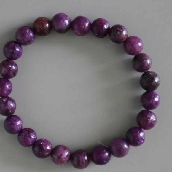 Lepidolite Gemstone Stretch Bracelet - Picture 3 of 9